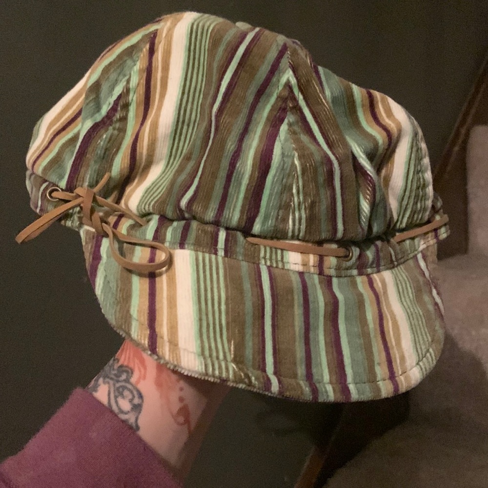 Striped Y2K newsboy hat from my youth